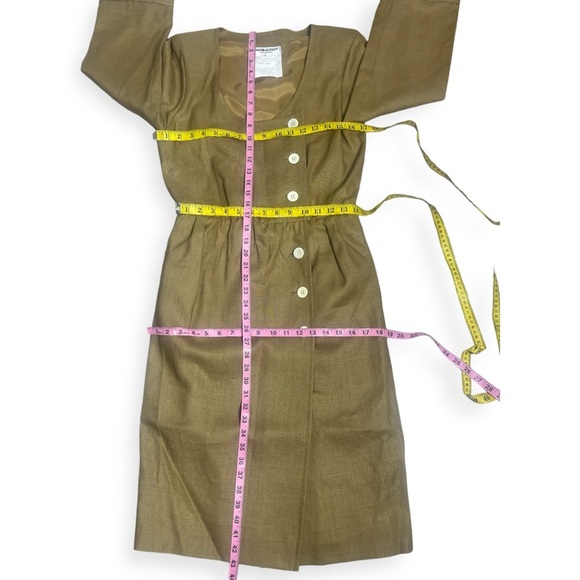70’s vintage Yves Saint Laurent rive gauche button down linen dress in flax tan - Picture 8 of 10